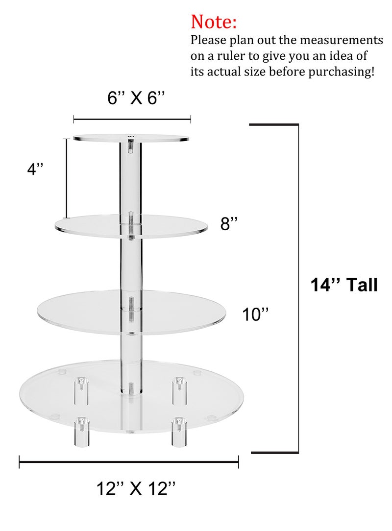 Jusalpha Large 4 Tier Cupcake Stand,Acrylic Round Cake Stand Dessert Tower Tea Party Serving Platter, Cupcake Tree Wedding Party DÃ©cor, Stand with Rod Feet (4RF) - Image 5